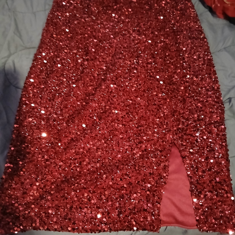Sparkling Red Sequin Skirt